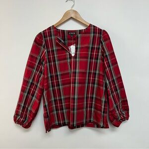J. Crew Red Plaid Blouse